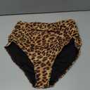 Zmart High Waisted Bikini Bottoms - Women's Full Coverage Ruched Bathing Suit Bottom Low Cut Swimsuit Leopard, Medium