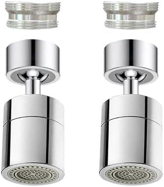 2 Pcs Faucet Aerator, 360° Swivel Kitchen Sink Faucet Aerator, Big Angle Twist, Dual-function 2-Flow Sprayer Faucet Head, Sink Sprayer Attachement, Faucet Replacement Part 55/64'', Chrome