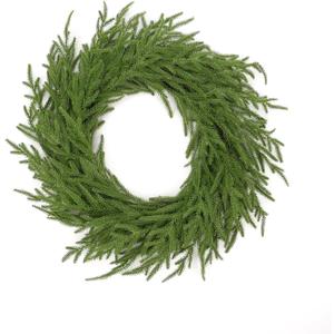24 Inch Real Touch Christmas Wreath, Norfolk Pine Wreath Christmas Wreaths for Front Door, Artificial Winter Wreaths for Front Door, Outdoor Christmas Decorations Indoor for Home Decor