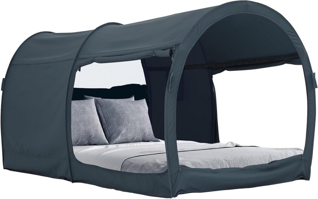 Bed Tent Dream Tents Bed Canopy Shelter Cabin Indoor Privacy Warm Breathable Pop Up Twin Size for Kids and Adult Patent Pending(Mattress Not Included) (Pitchblack)
