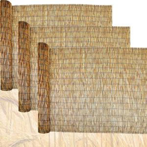 Natural Reed Fencing, 3 Pcs 4 x 16.4 ft Reed Roller Fencing, Patio Screen Decorative Fences for Garden Backyard Patio Balconies, Brown