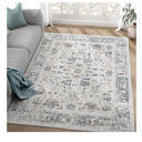 jinchan Area Rug 4x6 Washable Rug Vintage Floral Indoor Soft Retro Distressed Grey Multi Carpet Elegant Print Country Boho Non Slip Kitchen Living Room Bedroom Dining Room