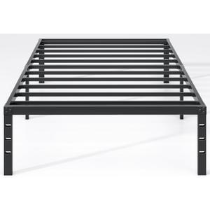 Metal Bed Frame, Twin Size Bed Frame with Storage Space, Heavy Duty Sturdy Mattress Foundation, Easy Assembly, No Box Spring Needed, Black, 18 Inch, Twin
