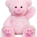 LotFancy Teddy Bear Stuffed Animals, 20 inch Pink Stuffed Bear, Cute Plush Toy with Footprints, Gift for Kids Baby Toddlers on Baby Shower, Easter Decoration