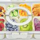 Peppry Snackle Box Charcuterie Container Divided Serving Tray with Lid and Handle Portable Snack Platters for Fruit Nuts Candy Entertaining Party Picnic(8 Compartments)