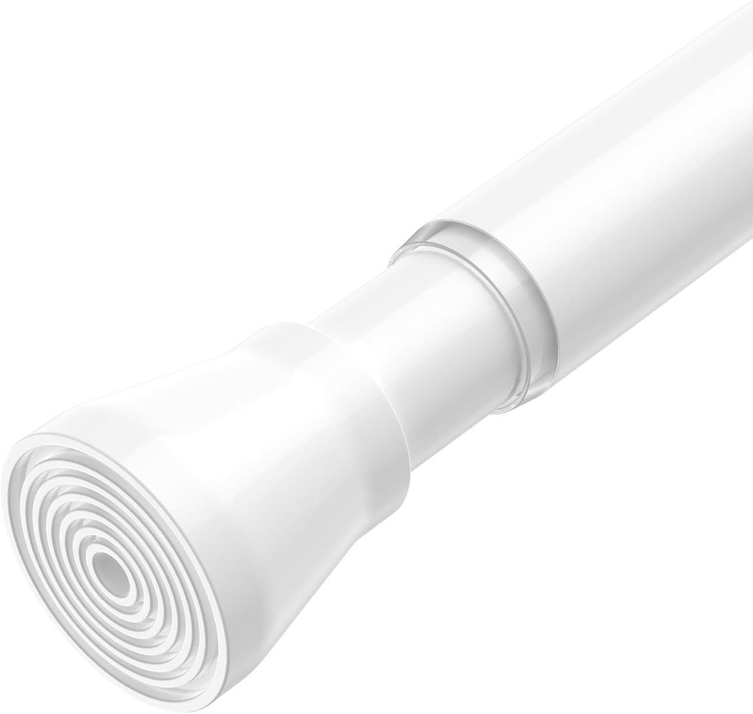 AIZESI Tension Curtain Rod for Windows 45 to 77 Inch, Adjustable Expandable Spring Curtain Rods No Drilling, Non Slip Curtain Rod for Bedroom Doorway Closet Door, White