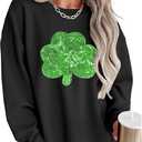 MARZXIN Women 2026 Holiday Casual Mardi Gras Sweatshirts Long Sleeve Sequin Sweatshirt Fashion Glitter Hoodies Outfits (Black, XXL)