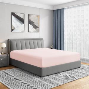 Cathay Home Twin Fitted Sheet - Double Brushed Ultra Soft  Wrinkle & Fade Resistant - 14" Standard Pocket Fitted Sheet Only - Good Fit for 12"-16" Deep Mattress (Twin, Blush)