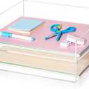 Yulejo 2 Pcs 12.4 x 12.4 x 2.36" Acrylic Desk Organizers Accessories Paper Storage Tier File Office Organizer Tray Stackable Document Clear Desk Accessories for Office Workspace Organization