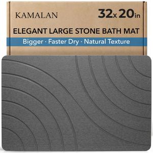 32x20 Large Stone Bath Mat for Floor, Diatomaceous Earth Shower Mat,Non-Slip Quick Drying, Super Absorbent Diatomite Stone Bath Mat Elegant Modern Design, Grey (StormGrey), 31.5" x 19.7"