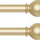 2 Pack Gold Curtain Rods, Curtain Pole for Window 48 to 84 Inch(4-7 Feet), 5/8 Inch Decorative Drapery Pole, Gold Splicing Curtain Rod Set, Size: 36"-88", Brass Gold