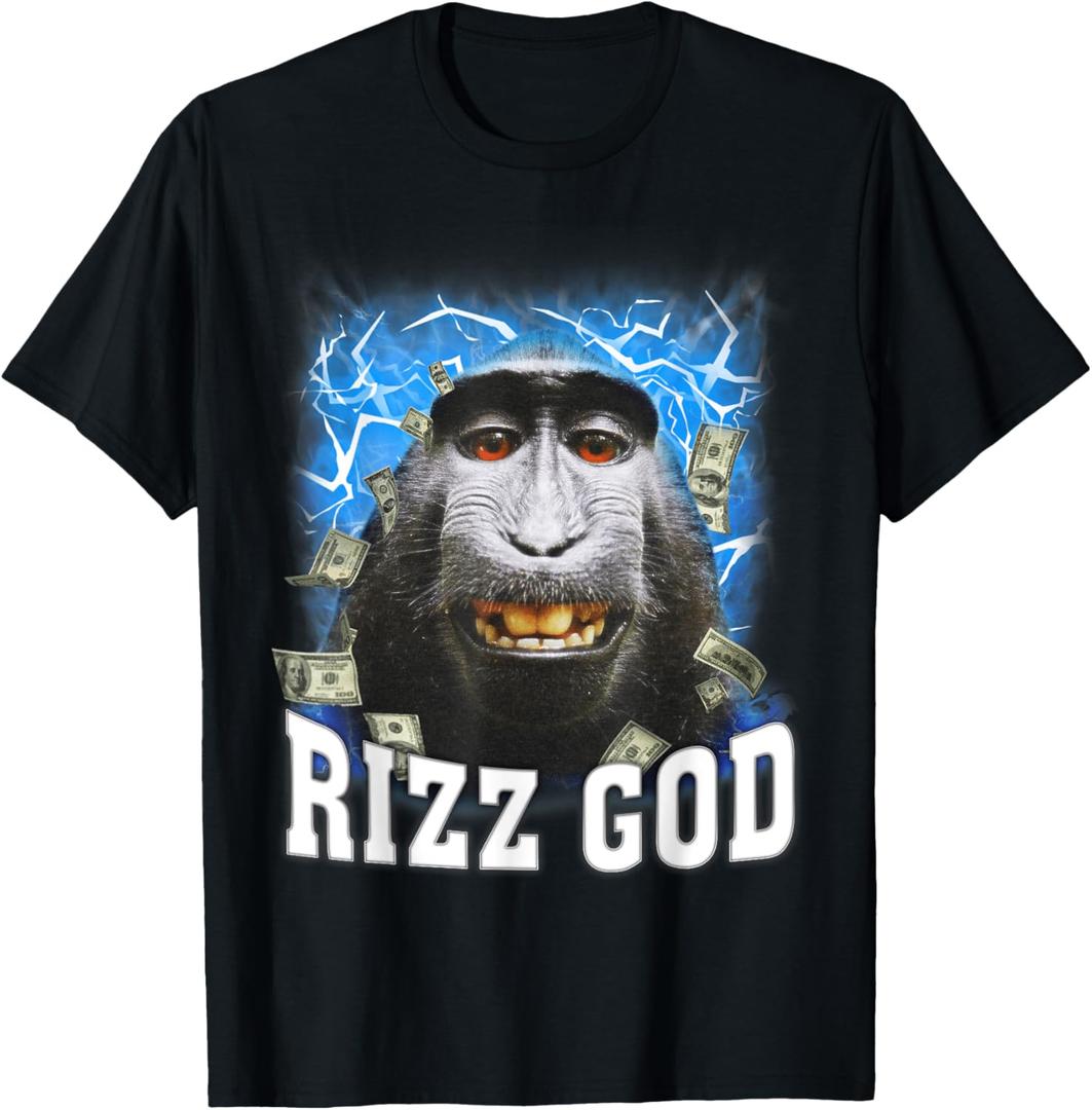 Rizz God - Funny Rizz Rizzler Trending Meme Funny Rizz T-Shirt (Small, Black)