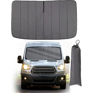 Insulated Blackout Windshield Cover for Privacy & Sun Protection, All-Season Van Life Camping Window Shade, Fit for Ford Transit 150 250 350 Medium/High Roof 2015-2025, Gray