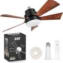 EEK Socket Fan Light with Ultra Quiet Design, 20.5 Ceiling Fans with LED Lights and Remote,Screw in Fan Light for E26/E27,3Speeds 3Colors 3000-6500K,1200 (Woodgrain)