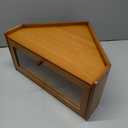 WOWLIVE Corner Bread Box for Kitchen Countertop, Large Bamboo Bread Storage Container for Homemade Bread, Farmhouse Bread Holder with Window, Multi-functional Container, Caramel