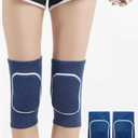 MINILUJIA Soft Breathable Knee Pads for Kid Elastic Nonslip Sponge Sleeves Flexible Children Knee Support Protector Sleeves Cover One Pair (Medium, Blue)
