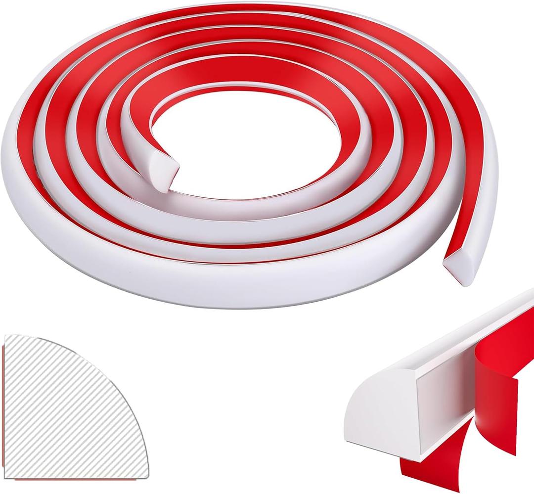 79in Flexible Quarter Round Molding, 0.5" W x 0.5" H White Self Adhesive Molding Trim for Wall, Peel and Stick Rubber Molding, Baseboard Molding Trim for Wall Edge Corner Countertop