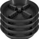 4 Pack Plant Saucer 8 inch, 10 12 14 17 inch, Plant Stand Plastic Plant Saucers for Indoors Outdoor, Heavy Duty Flower Planter Drip Trays for Pots, Pot Saucers for Plants, Grow Bags Saucers (Black)