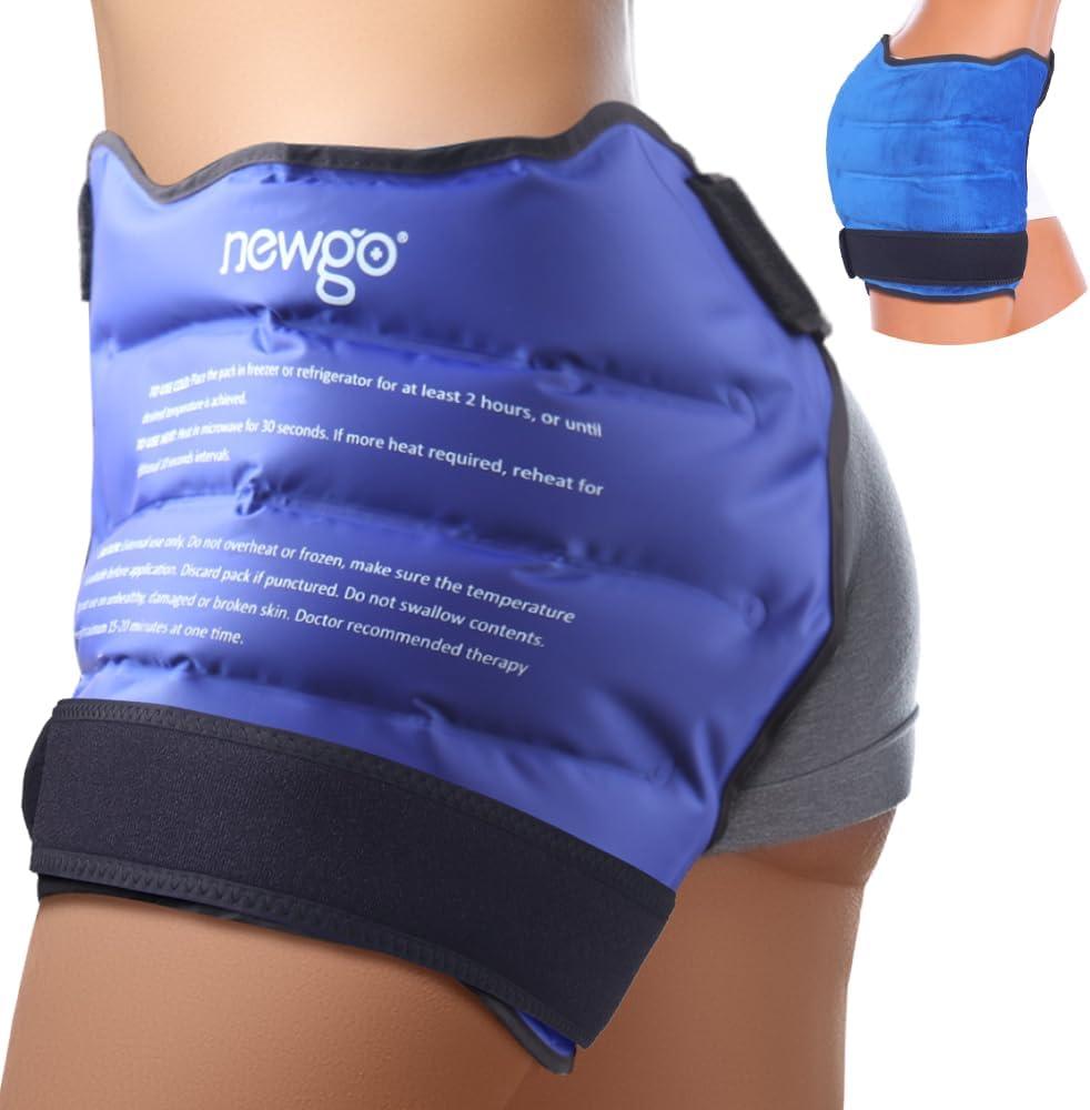 NEWGO Hip Ice Pack Wrap After Hip Replacement Surgery, Gel Cold Therapy Pack Reusable for Sciatica, Injuries Pain Relief, Bursitis & Swelling - Large Adjustable Waist Straps, Blue NEWGO Hip Ice Pack Wrap After Hip Replacement Surgery, Gel Cold Therapy Pack Reusable for Sciatica, Injuries Pain Relief, Bursitis & Swelling - Large Adjustable Waist Straps, Blue