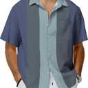 KYKU Hawaiian Shirt for Men: Tropical Summer Beach Short Sleeve Button Down Shirt with Pocket (Blue, S)