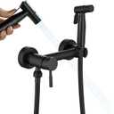 Handheld Bidet Sprayer for Toilet with Hot and Cold Water, Matte Black Stainless Steel Warm Water Round Bidet Spray Attachment Set