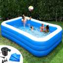 Inflatable Pool for Adults 10' x 6' - Bundle (Ground Tarp and Electric Pump Included) - Easy Setup