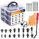 GOOACC 635Pcs Car Push Retainer Clips & Auto Fasteners Assortment -16 Most Popular Sizes Nylon Bumper Fender Rivets with 10 Cable Ties and Fasteners Remover for Toyota GM Ford Honda Acura Chrysler (620Pcs Clips + Remover)