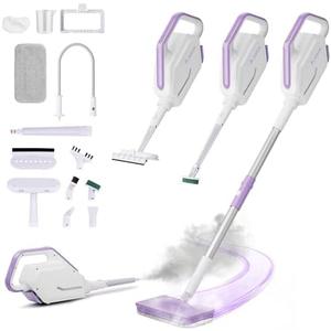 AAOBOSI Steam Mop, 1300W Powerful Detachable Handheld Steamer with 350ml Tank, 11 Multi-purpose Accessories, 23FT Power Cable, Steam Mops for Floor Cleaning, Tiles, Windows, Carpets, Furniture