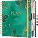 CAGIE Planner 2025-2026, 18 Months Jul 2025 - Dec 2026 Calendar Weekly Monthly Agenda, 8.3 x 9.3 Inch, Green Spiral Bound Planner, Monthly Tabs, Elastic Closure, Stickers