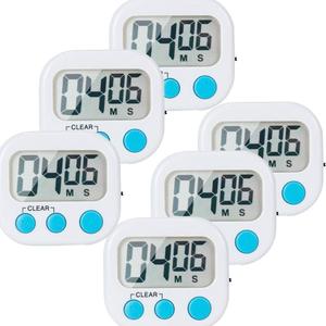 6 Pack Digital Timer for Kids Teachers, Magnetic Countdown Kitchen Timers for Kitchen, Study, Work, Classroom, Exercise Training, Outdoor Activities, White