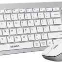 seenda Bluetooth Keyboard and Mouse, COE300 Wireless Keyboard Mouse Combo 2.4G+Dual Bluetooth Multi-Device Connection Full Size Ultra-Slim Keyboard with Number Pad for Windows/Mac,White & Silver