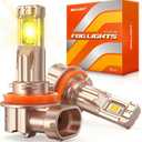 SEALIGHT H11/H16/H8 Yellow LED Fog Light Bulbs, 18000LM 3500K Yellow-2 Pack