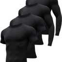 HOPLYNN 4/5 Pack Workout Compression Shirts Men Long/Short Sleeve Rash Guard Athletic Undershirt Gear T Shirt for Sports (XX-Large)