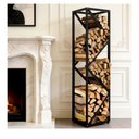Firewood Rack - Adjustable Storage Holder for Fireplace & Outdoor Fire Pits - Durable Welded Joint, Easy Assembly, Multi-Space Decorative & Functional Log Rack - Ideal Stove Accessories