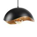 Jetima Modern Wave Pendant Light, 11" Black and Gold Dome Shade, LED Ceiling Light Fixture with Globe Bulb, Contemporary Hanging Light for Kitchen, Dining Room, Bedroom