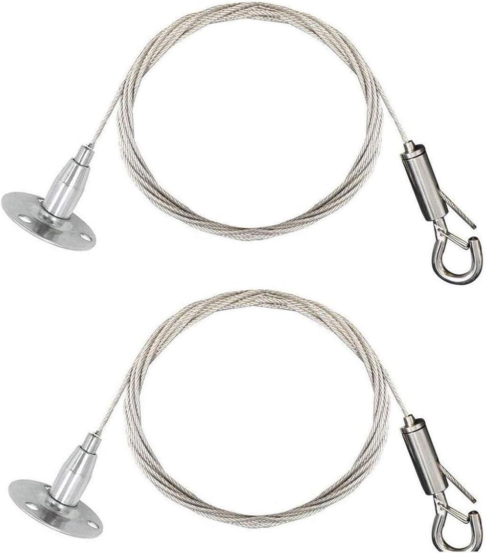 ZWIN 2m Adjustable Hanging Wire Kit - 1.5mm Heavy Duty Mirror Hanging Wire with Hook Wall Mount Suspension Cable for Picture, Photo, Light, LED Screen, Curtain, Holds Up to 30KG