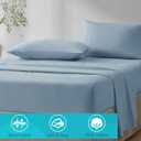 Comfort Spaces 100% Cotton Sheet Set Breathable, Lightweight, Soft with 14" Elastic Pocket Fits up to 16" Mattress, All Season Cozy Bedding, Matching Pillow Case, Queen Blue 4 Piece