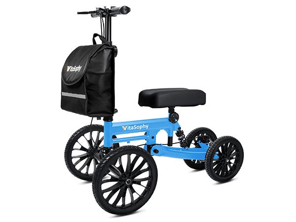 All Terrain Knee Scooter with Disc Brakes, Steerable Knee Walker for Adults for Foot Surgery, Broken Ankle- Foldable Knee Rover Scooter for Broken Foot Injured Leg Crutch, Blue