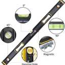 40-Inch/1000mm Magnetic Bubble Level, Dual-View with High Strength Aluminum Alloy Frame, Accuracy 180/45/90 3-Vial Shock Absorbing End Cap, Professional for Leveling & Measuring