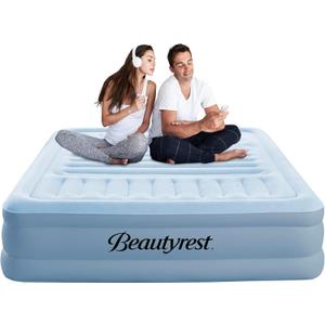 Beautyrest Air Mattress with Built Pump and Air Bed Back Support, Ideal for Guests, Camping,18" Queen