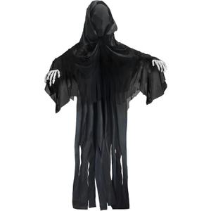 72" Halloween Decorations Outdoor Grim Reaper, Dark Faceless Hanging Ghost Decor Halloween Prop with Sound Activated, Scary Reaper with Light Mask in Dark Horror Robe for Haunted House
