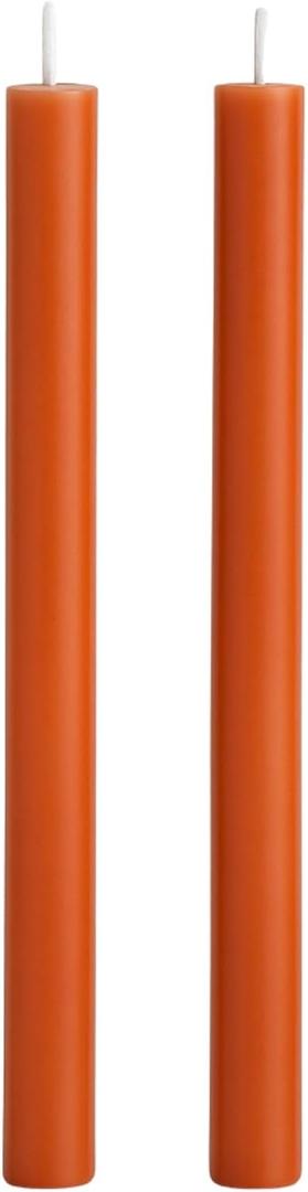 Biedermann & Sons Amber Orange Taper Candles 2 Pack, Unscented Dinner Candles, 10 Inch Tall 7/8 Inch Diameter, 10 Hour Burn Time, Dripless Paraffin Wax Candlestick Candles for Table Decor