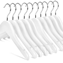 Nature Smile Kids Baby Children Toddler Wooden Shirt Coat Hangers with Notches and AntiRust Chrome Hook Pack of 10 (White)