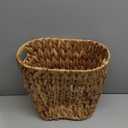 Pumtus Woven Trash Can, Handwoven Bathroom Waste Basket with Built-in Handles, Water Hyacinth Storage Bin, Garbage Laundry Magazine Container for Bedroom, Kitchen, Office, Utility Room
