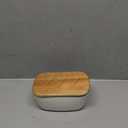 DOWAN 6.5" Large Butter Dish - Ceramic Butter Dish with Lid for Countertop - White Butter Keeper Holds Up to 3 Sticks - Butter Holder and Container with High-Quality Silicone Sealing