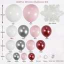 148PCS Pink Winter Balloon Arch Garland Kit with White Silver Red Snowflake Star Balloons for Winter Wonderland Girl Baby Shower, Baby Its Cold Outside Party, Christmas Decorations