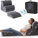 Ahpmeoa 6PCS Orthopedic Bed Wedge Pillow Set for Sitting up in Bed, Memory Foam Post Surgery Pillow for Back Pain Relief, Back Support Pillow for Acid Reflux Relief, GERD, Anti Snoring (Plush Grey)