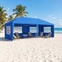 10x20 Canopy Tent Party Tent with 6 Sidewalls, Blue