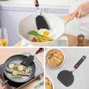 Hotec Silicone Spatula Turner for Nonstick Cookware, Cooking Spatulas 600F Heat Resistant Large Flexible Rubber Spatula Set of 3, Kitchen Utensils for Flipping Eggs, Burgers, Pancakes, Crepes