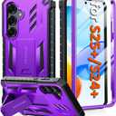 FNTCASE for Samsung Galaxy S25-Plus Case: for Samsung S24-Plus Case Military Grade Drop Proof Protection Mobile Cover with Kickstand | Matte Rugged Shockproof Protective Sturdy Phone Case (Purple)